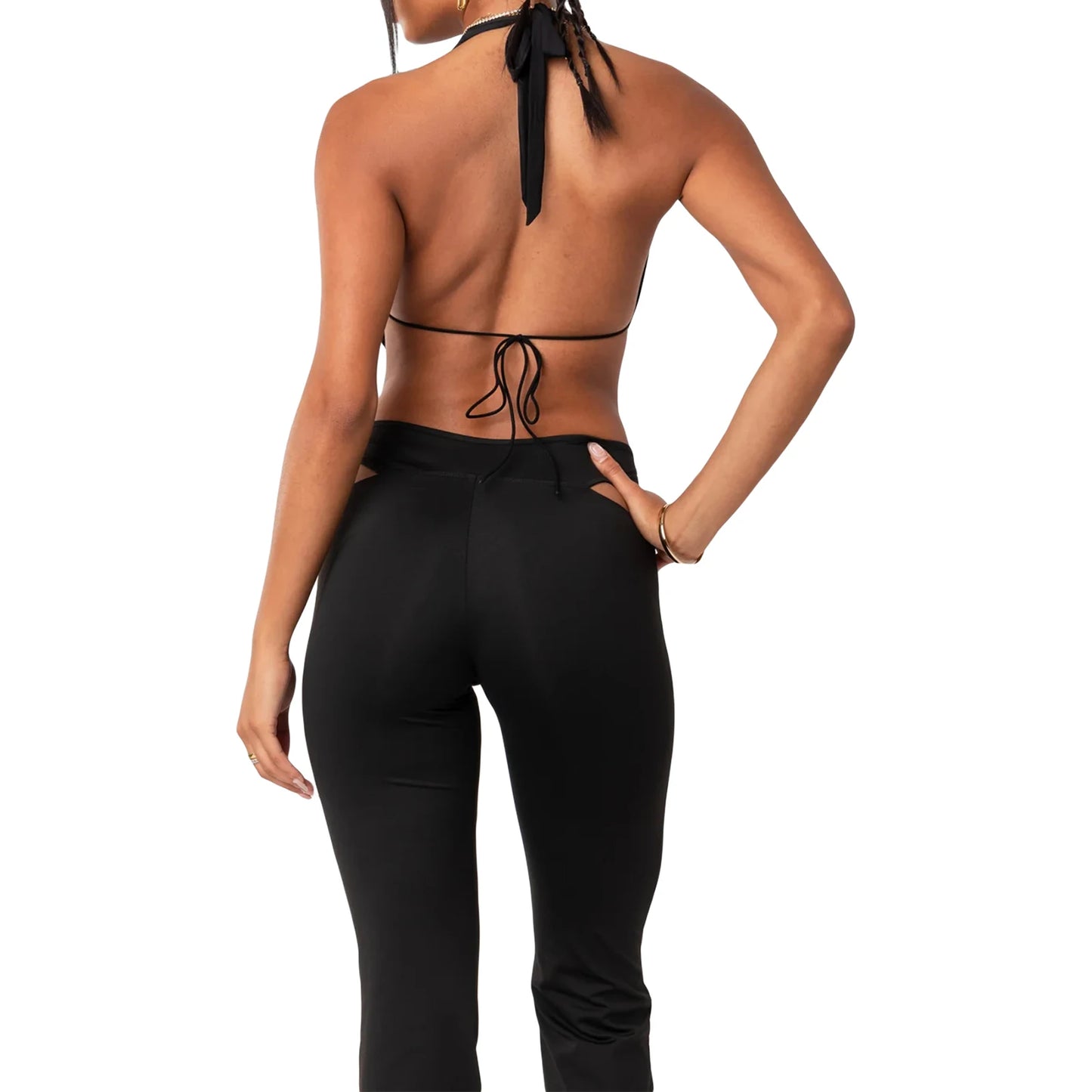 New Fashion Women Halterneck Tops Summer Casual Front Draped Bandage Backless Sleeveless Tops Streetwear